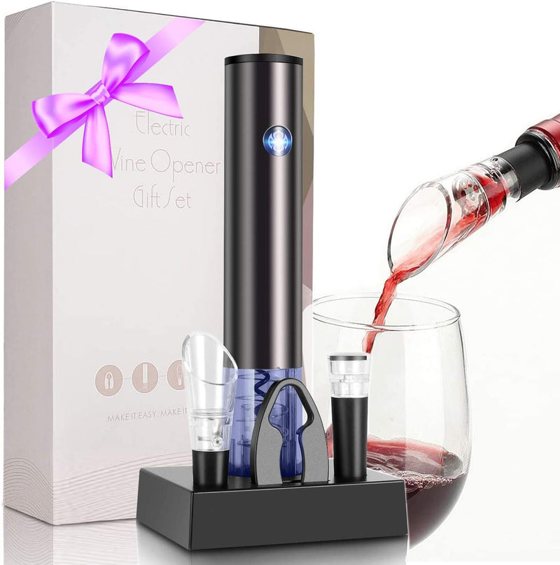 Electric Wine Aerator, Wine Dispenser Pump, Automatic Wine Pourer, Instant Wine Decanter, One-Touch Wine Oxidizer with Retractable Tube, Portable and USB Rechargeable, Matte Black