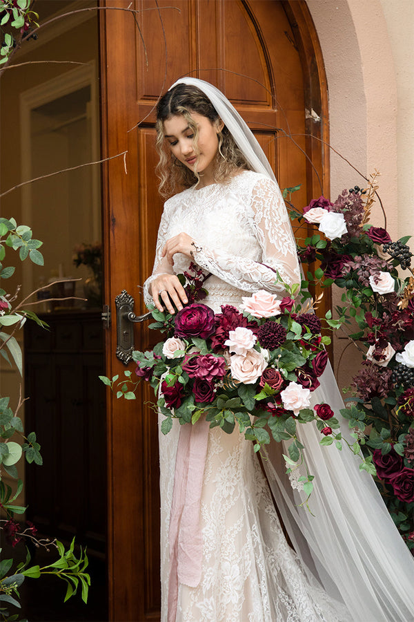 Large Marsala Hoop Bridal Bouquet