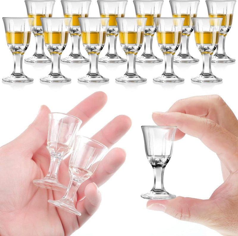 CHENGU 12 Pieces Mini Size 0.4 oz Shot Glasses Cordial Shot Glasses Clear Cordial Glasses Mini Wine Glasses Tequila Shot Glasses with Base Whiskey Shot Glass Set Spirit Glasses Cute Shot Glasses