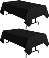 2 Pack Black Tablecloth 60 X 102 Inch, Rectangle 6 Feet Table Cloth - Stain and Wrinkle Resistant Washable Polyester Table Cover for Dining Table, Buffet Parties and Camping