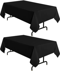2-Pack Black Tablecloth - Stain  Wrinkle Resistant Rectangle Table Cloth 60x102 for Dining Table Buffet Parties Camping