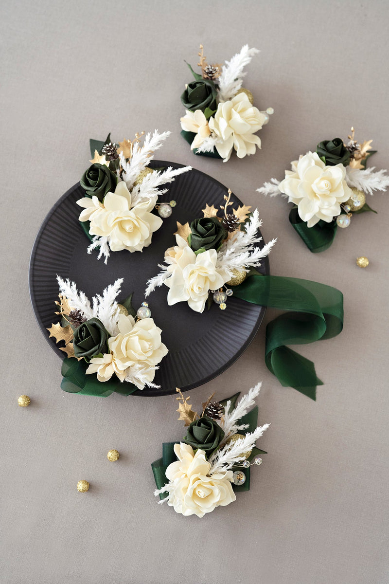 Champagne Christmas Wrist Corsages