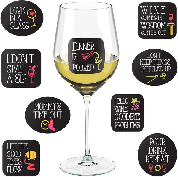Wine Party Decorations - 18 Static Clings Reusable Stickers - For Wine Tasting Party, Wine Gift and Favors