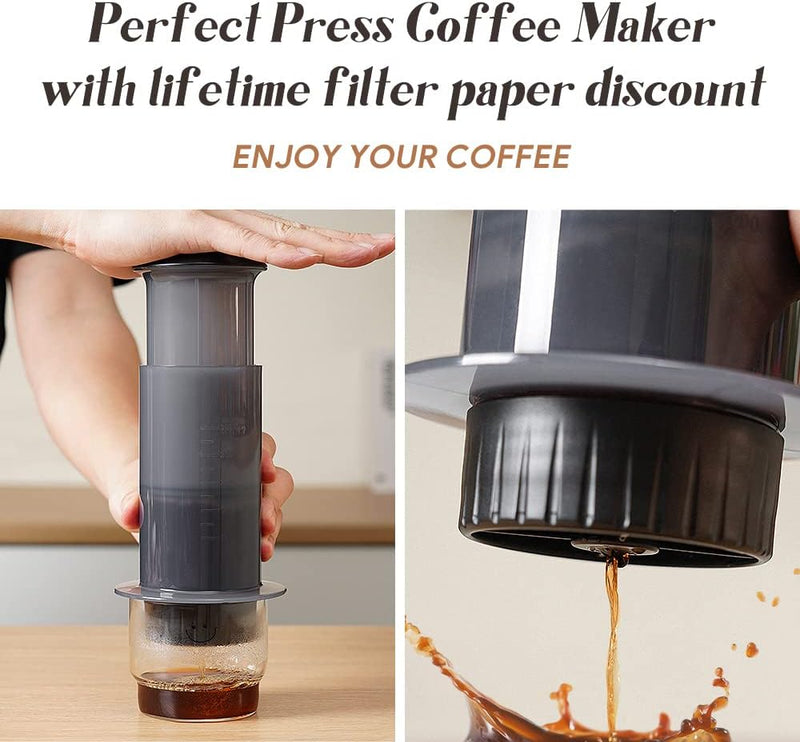 RECAFIMIL Coffee Press Maker -New Desgin Quickly Makes Delicious Coffee Without Bitterness - 1 to 3 Cups Per Pressing