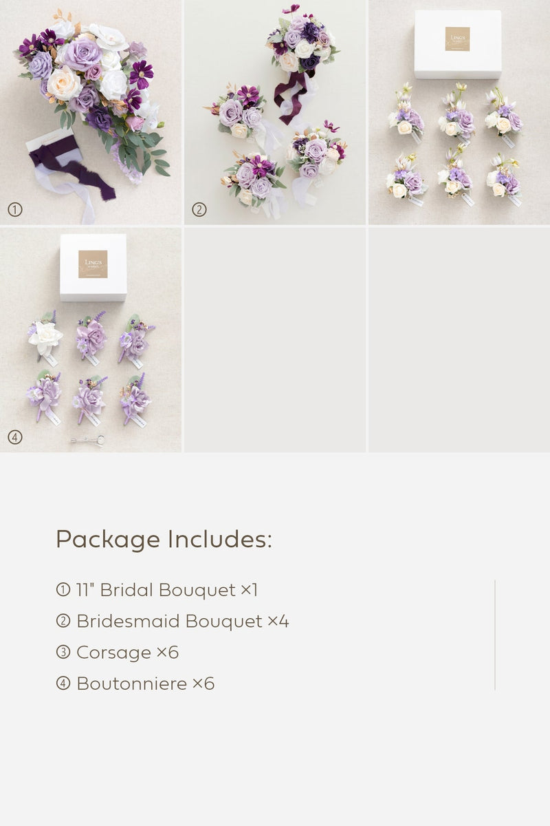 Lilac  Gold Bridal Flower Package