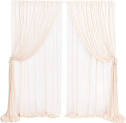10ft x 10ft Chiffon Wedding Backdrop with Curtain Drapes - Nude