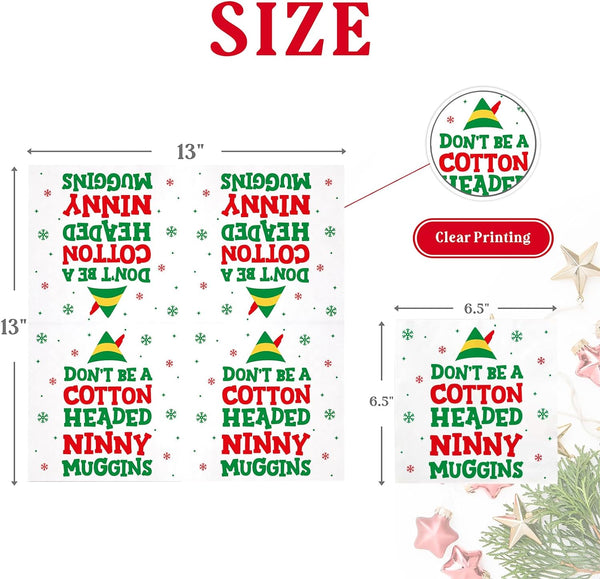 Funny Christmas Cocktail Napkins, 50 Pack Elf Beverage Paper Napkins, Buddy The Elf Christmas Party Supplies, Holiday Home Table Decorations, 3-Ply, 6.5x6.5 inch