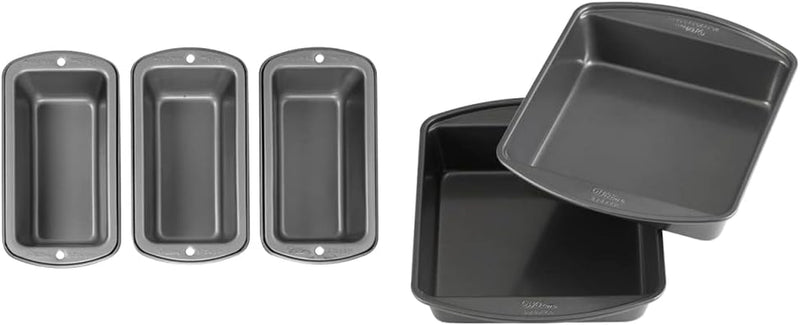 Wilton Recipe Right Non-Stick Mini Loaf Pan Set, 3-Piece, Steel