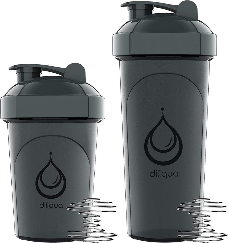 diliqua -10 PACK- small Shaker Bottles for Protein Mixes | BPA-Free & Dishwasher Safe | 5 Large 28 oz & 5 20 oz | Blender Shaker Cups for protein shakes