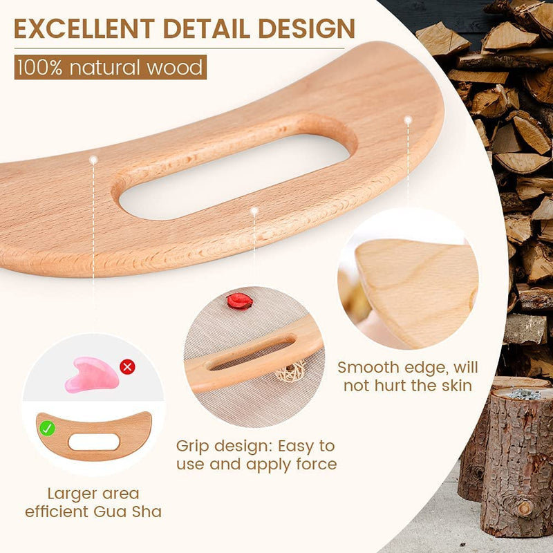 Scienlodic Gua Sha Massage Tool,Wood Therapy Massage Tools, Lymphatic Drainage Massager,Grip Scraping Board,Anti Cellulite,for Body Shaping,Muscle,Neck,Back