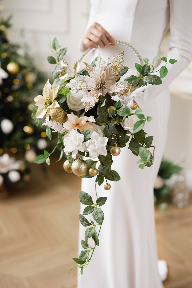 Christmas Hoop Bridal Bouquet - Champagne