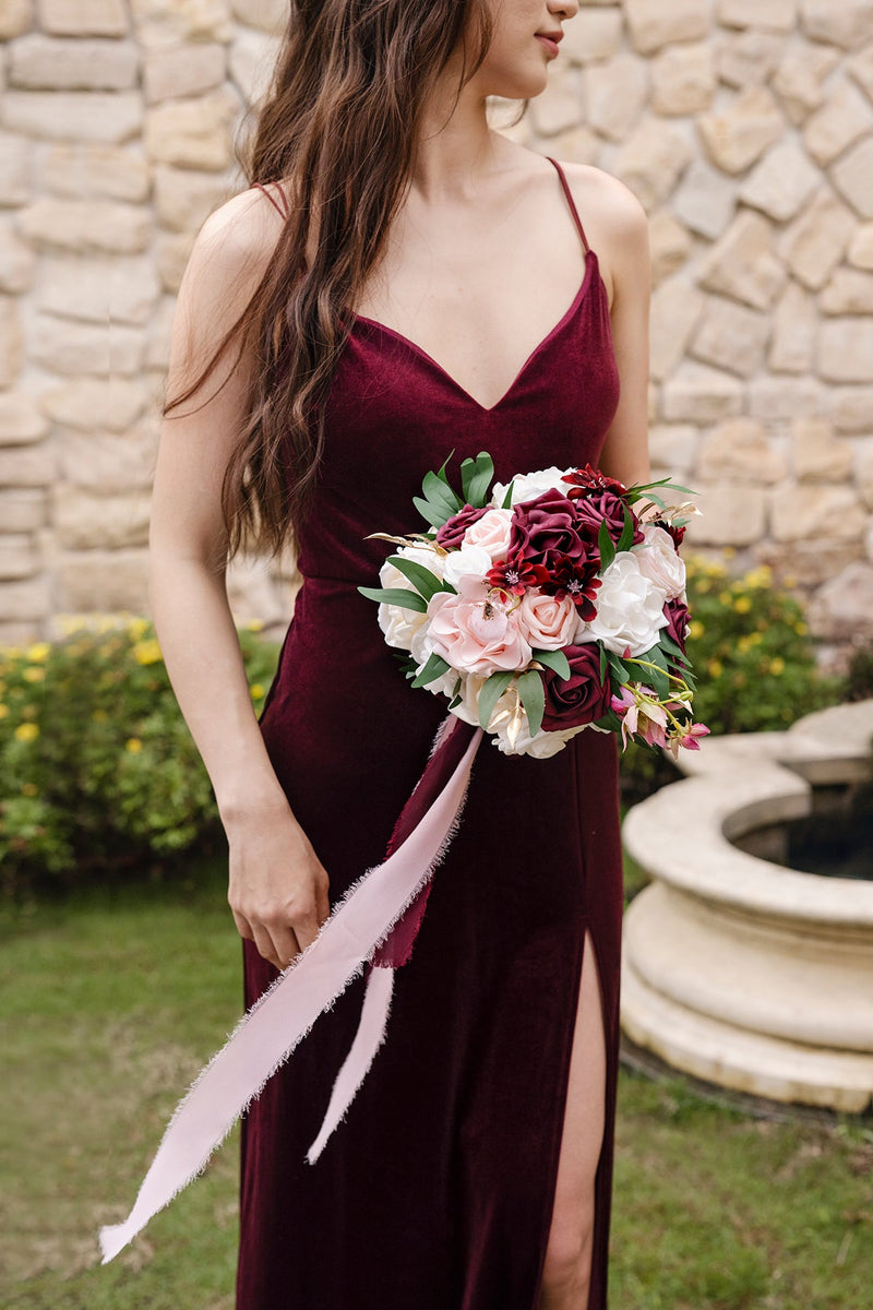 Bridal Bouquets in Romantic Marsala - Maid of Honor  Bridesmaid Options