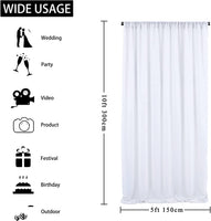 5Ft X 10Ft White Chiffon Backdrop Curtains, Wrinkle-Free Sheer Chiffon Fabric Curtain Drapes for Wedding Ceremony Arch Party Stage Decoration