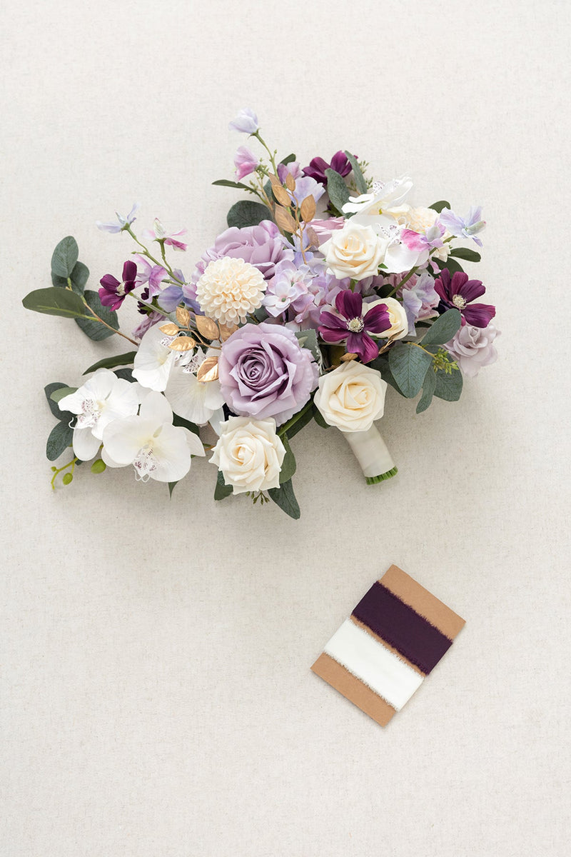 Large Lilac Gold Bridal Bouquet - Free-Form Design