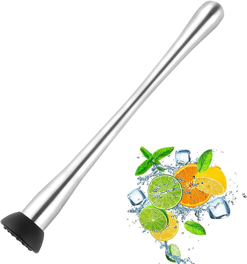 Wepikk Cocktail Muddler Stainless Steel 8 Inch Fruit Ice Crusher Bar Tools Bartender Set 1 Pcs for Mojito Mint and Other Fruit Based Drinks