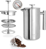 Mixpresso Stainless Steel French Press Coffee Maker 27 Oz 800 ml, Double  Wall Metal Insulation Coffee Press & Tea Brewer Easy Clean And Easy Press
