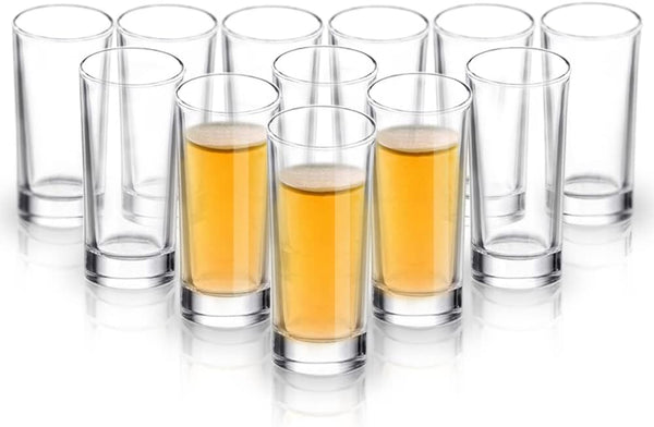 Elivia Shot Glass Set with Heavy Base, 2 oz (12 pack) Clear Glasses for Whiskey, Liqueurs and Dessert - JL01
