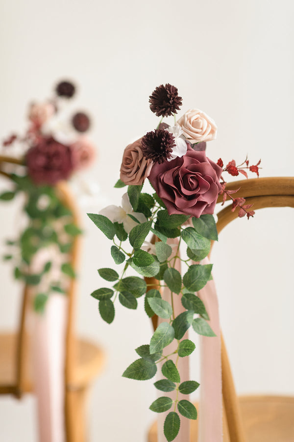 Wedding Pew Flowers - Dusty Rose  Mauve