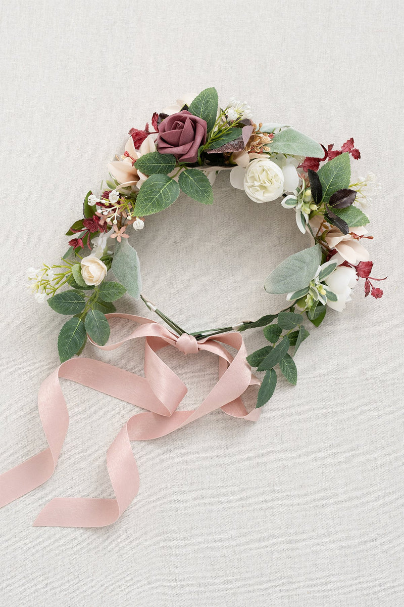 Dusty Rose and Mauve Bridal Flower Crown