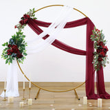 Wedding Arch Drape Burgundy White Arch Draping Fabric Ceiling for Wedding Ceremony Reception Party Curtains 9Ft Length X 28" Width (2 Panel)