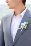 Boutonnieres for Guests in Romantic Dusty Blue