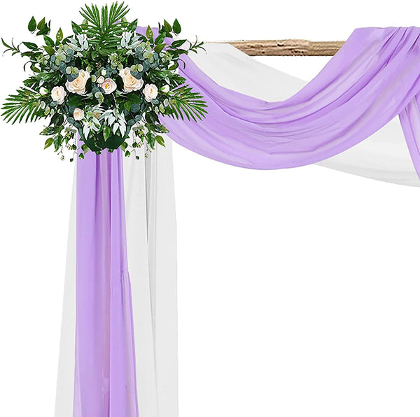 WhiteLavender Chiffon Wedding Arch Drape Set - 6 Yards 2 Panels 18FT Long - Ceremony Decor