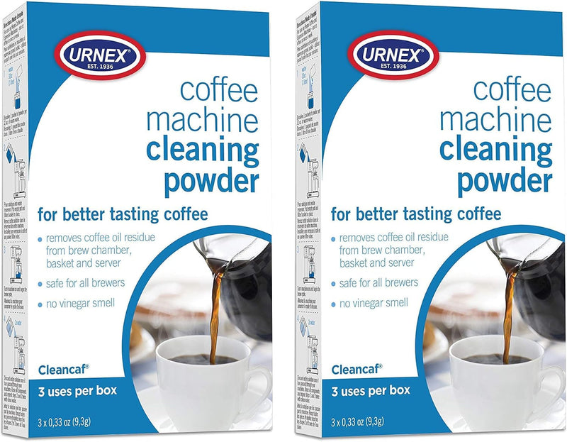 Urnex Coffee Maker and Espresso Machine Cleaner Cleancaf Powder - 3 Packets - Safe On Keurig Delonghi Nespresso Ninja Hamilton Beach Mr Coffee Braun