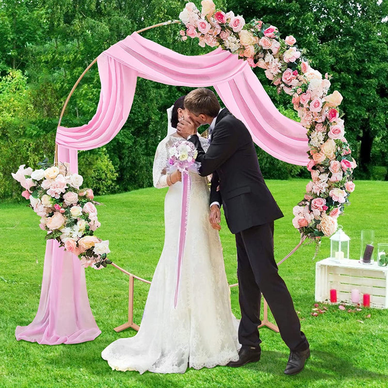 PARTISKY Wedding Arch Draping Fabric, 1 Panel 18FT Pink Sheer Backdrop Curtain Chiffon Fabric Drapes Arbor Drapery Wedding Ceremony Reception Swag Decorations