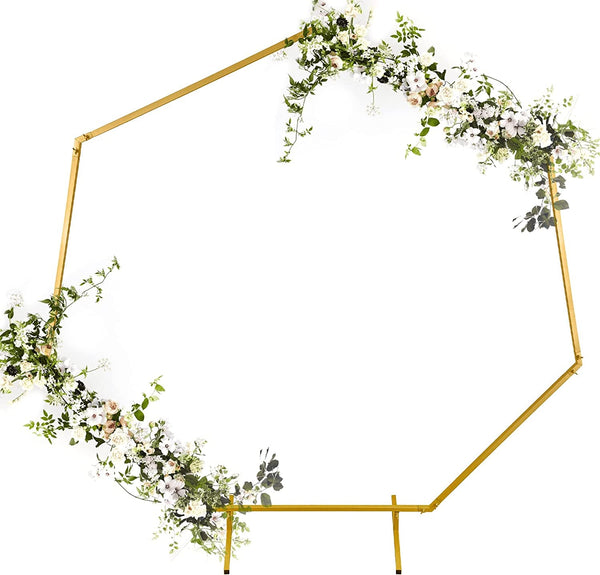 Wedding Arches for Ceremony Wedding Arch - 6.7Ft Heptagonal Arch Gold Balloon Arch Stand, Solid Balloon Arch Kit for Wedding, Garden, Party, Indoor and Outdoor Background Stands of Various Themes