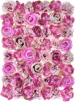 Artificial Flower Wall Purple, Flower Wall Silk Rose, Used for Wedding 24*16 INCHES, Rayon Flower Wall, Used for Party, Stage Background Decoration( Purple)