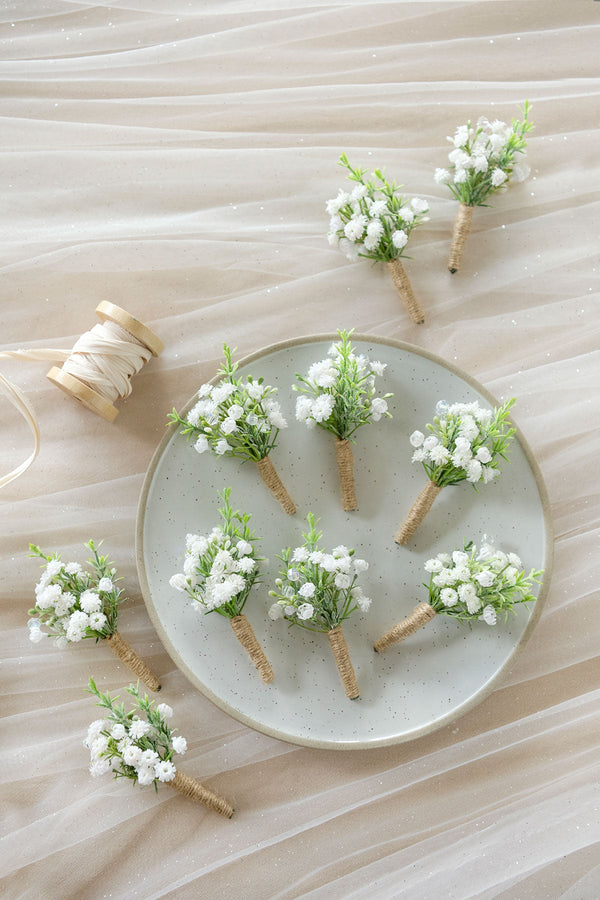 Boutonnieres - Babys Breath for Guests