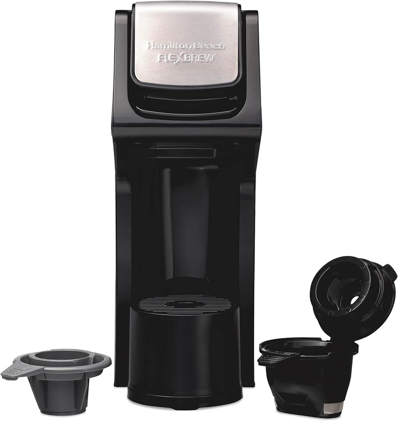 Hamilton Beach 49900 FlexBrew Single-Serve Coffee Maker Compatible with Pod Packs and Grounds, 8 ounces, Black-Fast Brewing