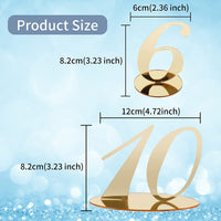 1-15 Acrylic Table Number Decoration Gold Mirror Table Number Signs with Stand Base Table Numbers Cards for Wedding&Party Double Side Mirrored