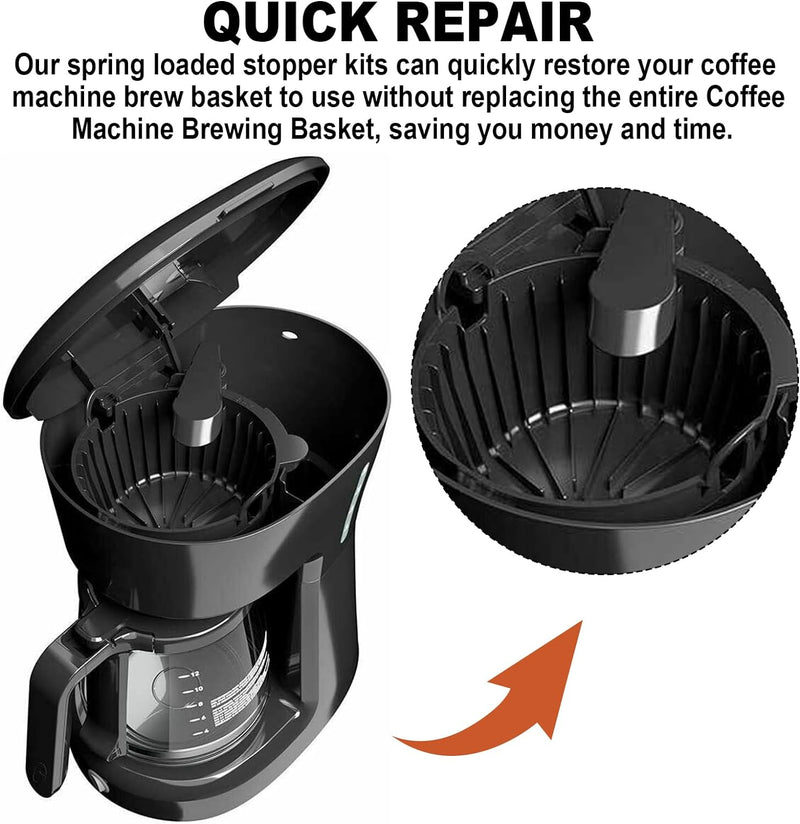 Coffee Machine Brewing Basket Bottom spring loaded stopper kits Fits for Mr. Coffee Brew Basket 185774-000-000｜fits for Oster/Sunbeam Model BVST-JBXSS41 Coffeemaker Brew Basket 154446-000-000