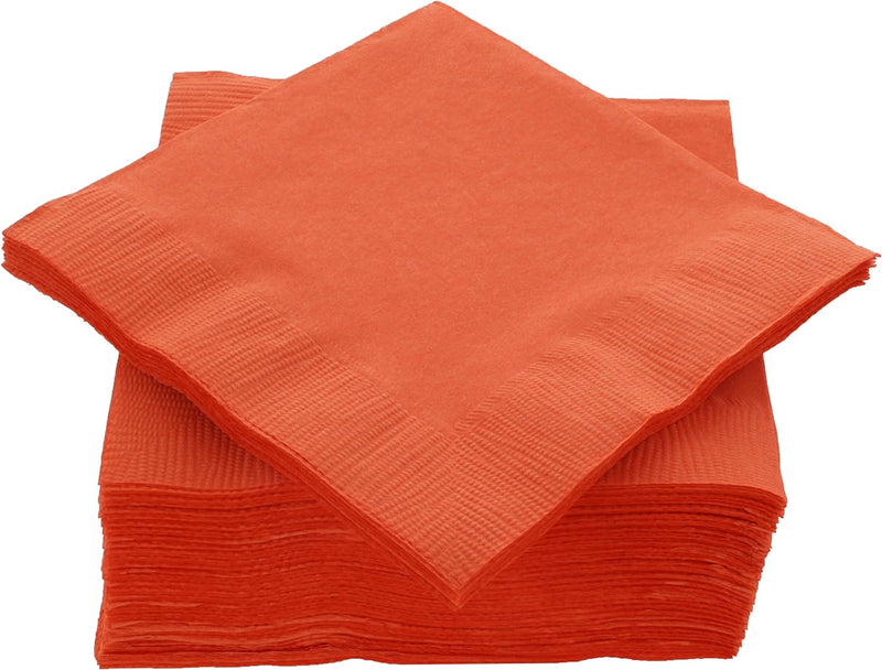 Amcrate Big Party Pack 100 Count Red Beverage Napkins - Ideal for Wedding, Party, Birthday, Dinner, Lunch, Cocktails. (5” x 5”)