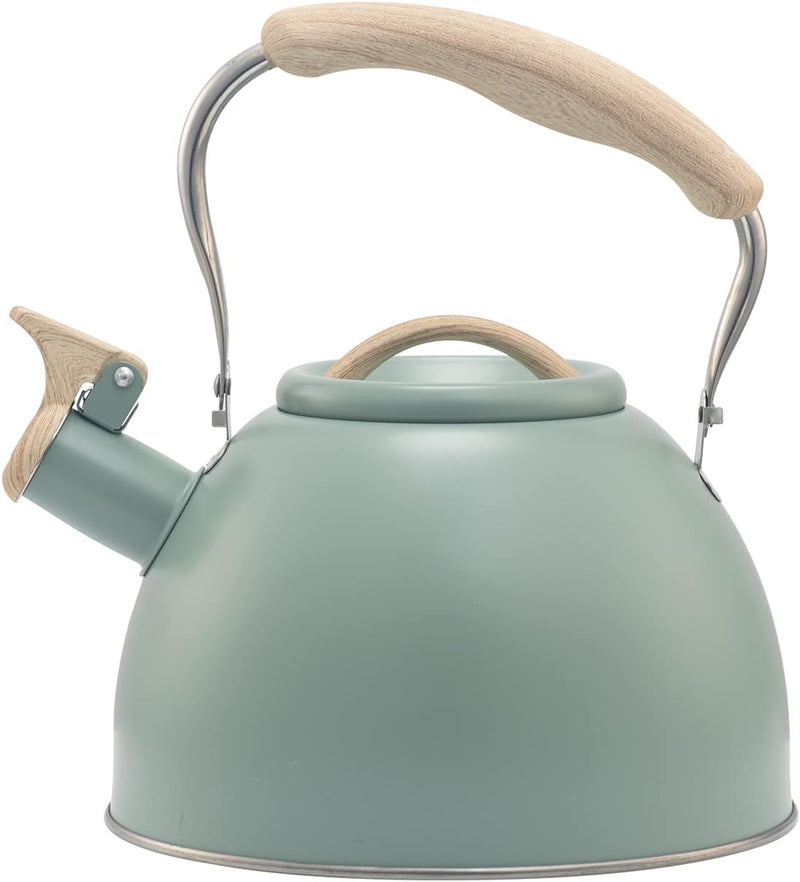 Whistling Tea Kettles with Wood Grain adjustment Nylon Handle, 2.3 Quart Capacity with Capsule Base Tea Kettle, Black