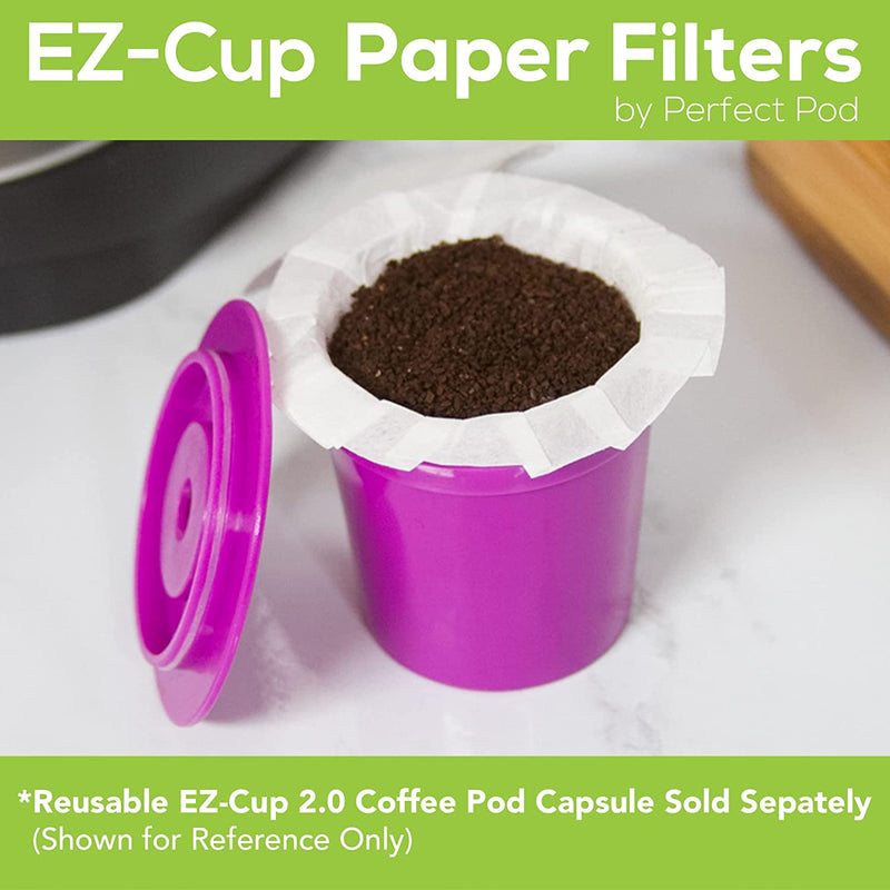 Perfect Pod EZ-Cup Disposable Paper Filters with Patented Lid Design for Reusable Coffee Pods 4-Pack (200 Filters)