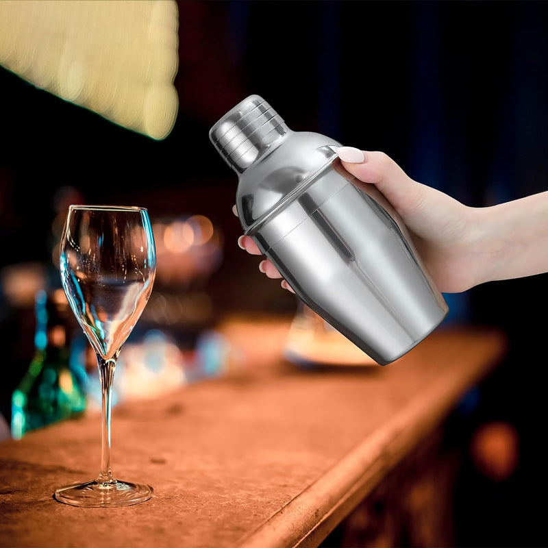 Handheld Cocktail Martini Shaker,Stainless Steel Drink Mixer Wine Shakers With Strainer for Bar,Home Bartending Mini Size（8.4oz）