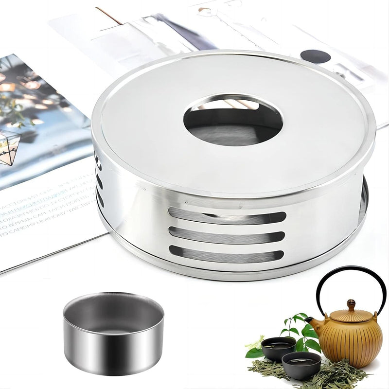 Stainless Steel Teapot Warmer, Tea Light Food Coffee Warmer, 6 Inches Diameter (Candle not Included)