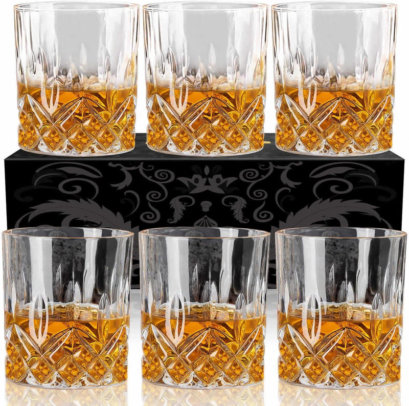 OPAYLY Whiskey Glasses Set of 4, Rocks Glasses, 10 oz Old Fashioned Tumblers for Drinking Scotch Bourbon Whisky Cocktail Cognac Vodka Gin Tequila Rum Liquor Rye Gift for Men Women at Home Bar