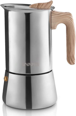 Sivaphe Stovetop Espresso Maker Stainless Steel 9 Cups, Induction-Capable Mocha Pot 450ml, Coffee Percolator with Step-by-step Instructions (1 Cup=50ml)