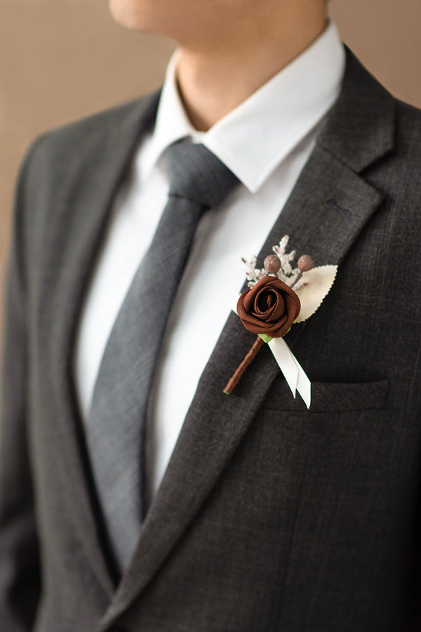 Boutonnieres for Guests - White Beige