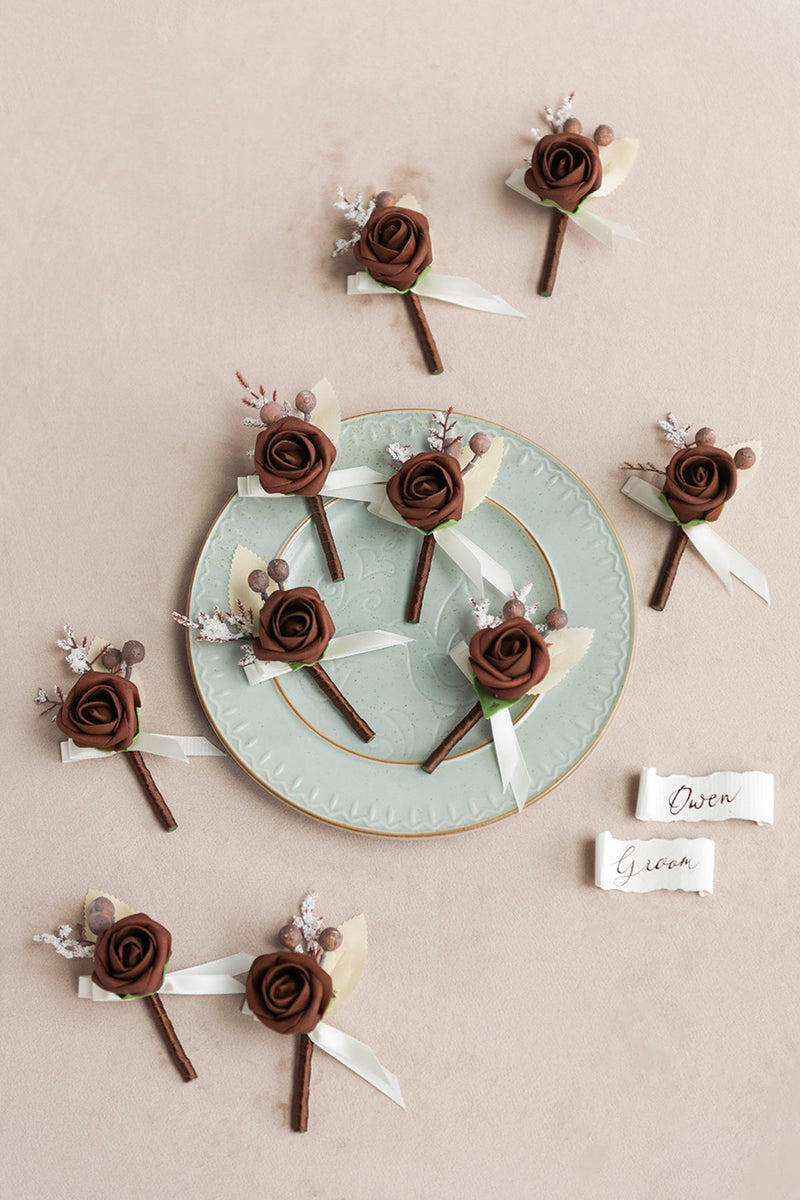Boutonnieres for Guests - White Beige