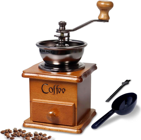 Manual Coffee Grinder Mini Vintage Wooden Coffee Bean Grinder for Decoration Display Antique Coffee Mill for Making Mesh Coffee Classic French Press for Decoration & Gift