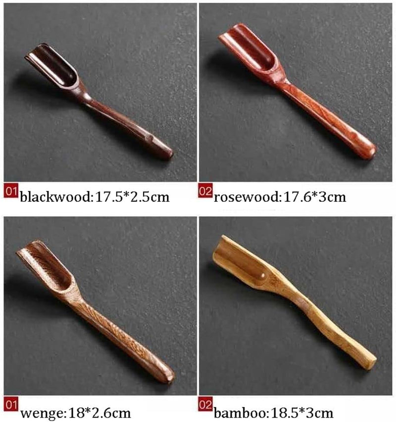 MinLia Wooden Bamboo Retro Style Natural Tea Scoop Delicate Spoon Tea Scoop Natural Tea Shovel Ebony Wood Kitchen Supplies(Rosewood)