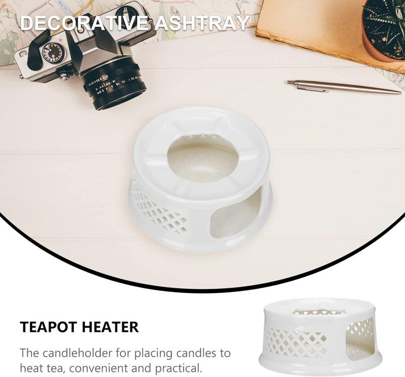 OSALADI Ceramic Teapot Warmer Tea Warmer White Heatproof Glass Teapots Warmer Candle Warmer Tealight Holder for Heating Tea Coffee and Milk