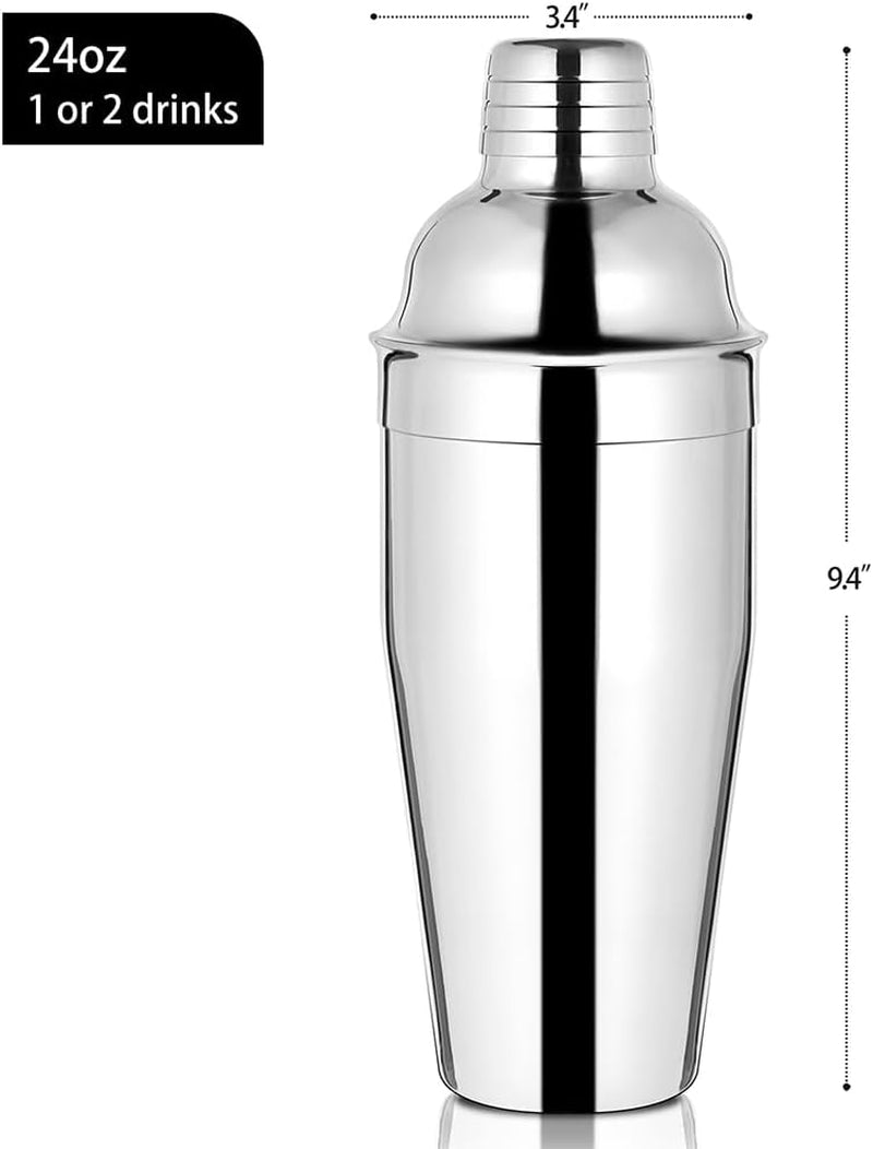 Etens Bar Cocktail Shaker, 24 oz Martini Shaker Drink Mixer with Built-In Strainer for Bartending – Stainless Steel Bartender Shakers for Mixed Drinks Margarita Alcohol Liquor Barware Tools