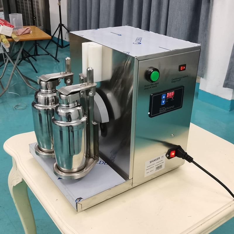 Yovtekc Double Frame Bubble Tea Shaker Machine Beverage, Milk Shaking Machine Bubble Tea Shaking Machine， Boba Bottle Shaking Machine， Stainless Steel Double-Cup Drink Mixer