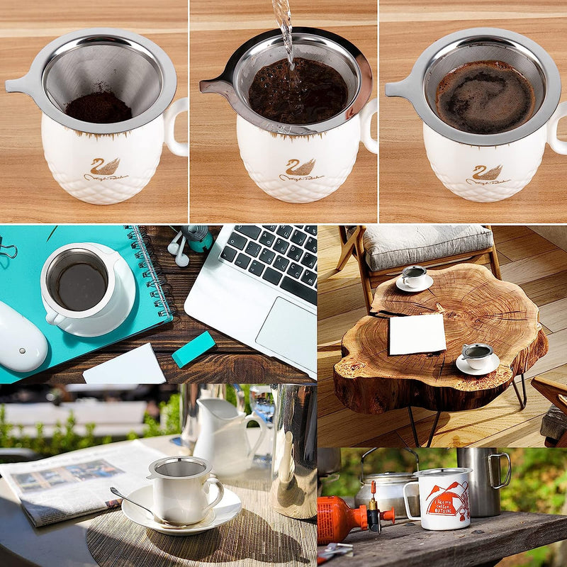 PREONA Pour Over Coffee Dripper,Reusable Coffee Filter,Slow Drip Paperless Stainless Steel Cone Coffee Coffee Maker,Easy to Use and Clean (1-2Cup)