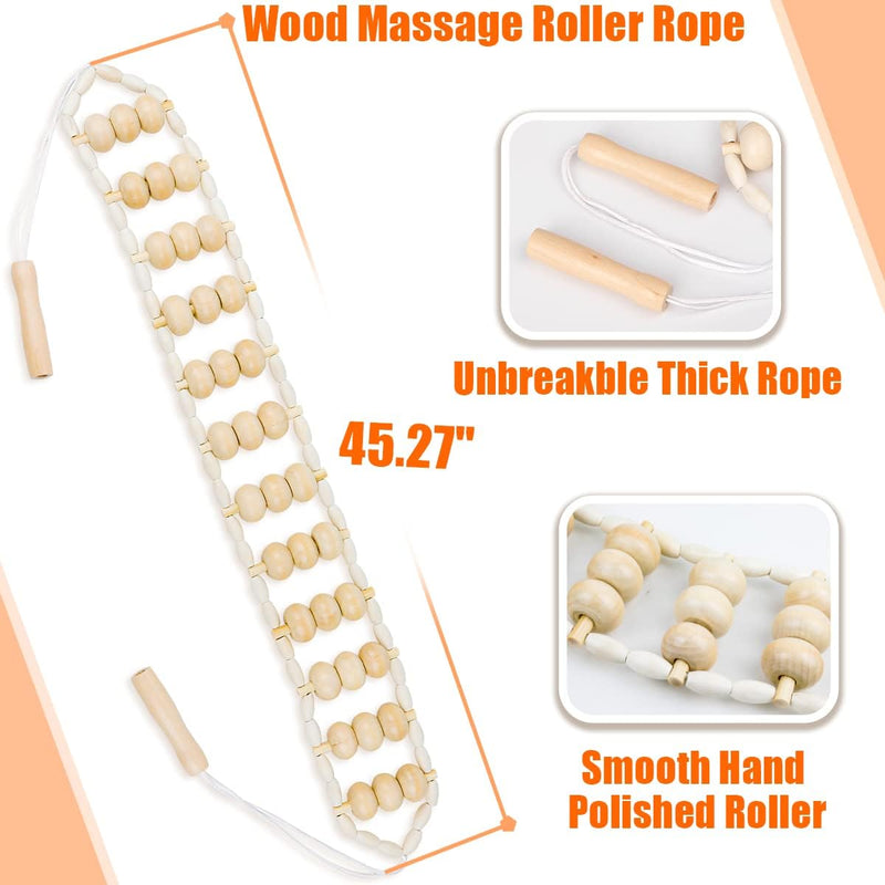 Lymphatic Drainage Massager Wood Therapy Massage Tools Maderoterapia Kit Back Massage Roller Stick Neck Massage Roller Set Guasha for Body Sculpting, Cellulite Massager Stomach Massager